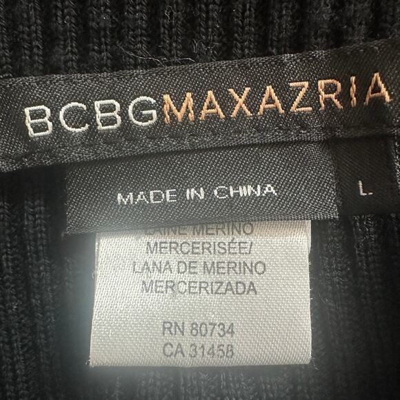 BCBG Max Azria 100 Merino Wool Sweater Blouse Large Black Party Quiet Luxury EUC - Picture 8 of 9